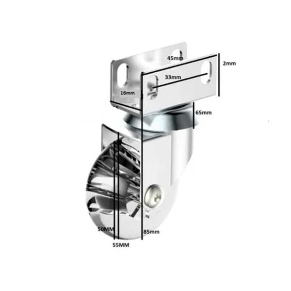 Rodizio 50mm S/ F. Perfil U 16Mm Silic.   - SOP