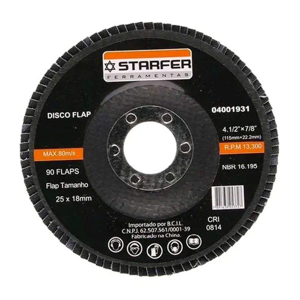 Disco Flap 4.1/2" Grão 60 - Starfer