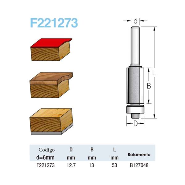 Fresa Reta Com Rol. "Prof. 1/2" 12,7Mm X 13Mm Haste 6 (F221273) - Wpw - Image 3