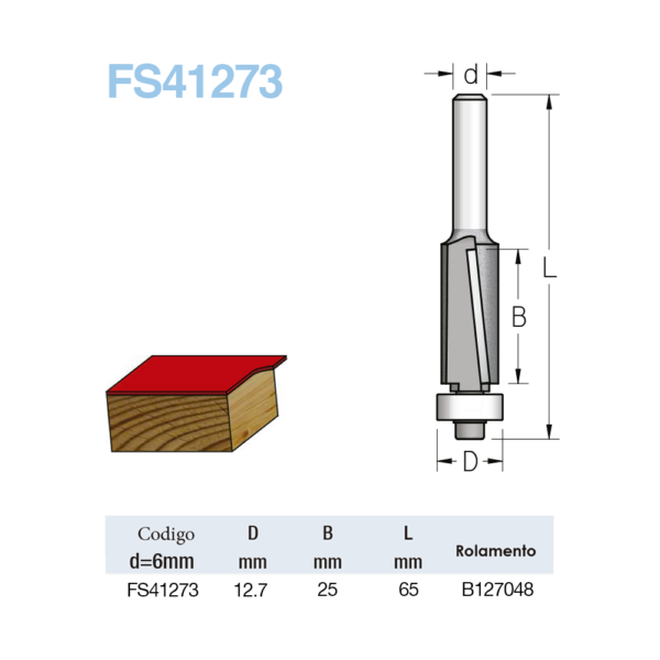Fresa Desced. C/ Rol Ponta  12.7M X 25Mm H6/65 (Fs41273) - Wpw - Image 3
